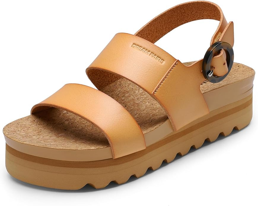 DREAM PAIRS Women's Orthopedic Arch Support Platform Sandals Comfortable Cork Insole Low Wedges S... | Amazon (US)