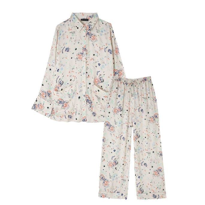 Lily & Lionel Evie Garden Floral Ivory Pyjama Set, Large | Fortnum & Mason