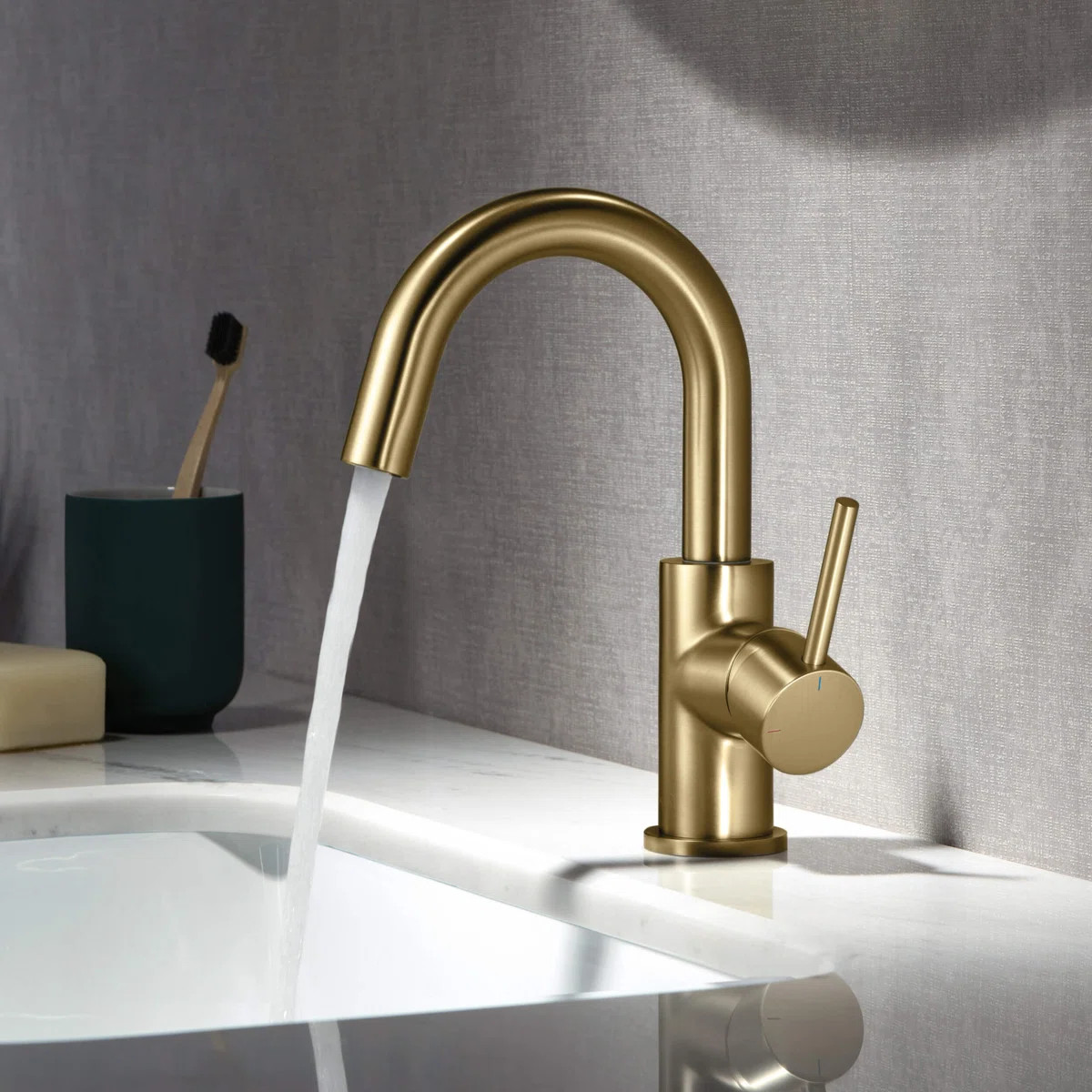 Circular Single Hole Bathroom Faucet with Drain Assembly C-KBF1021BB | Wayfair North America