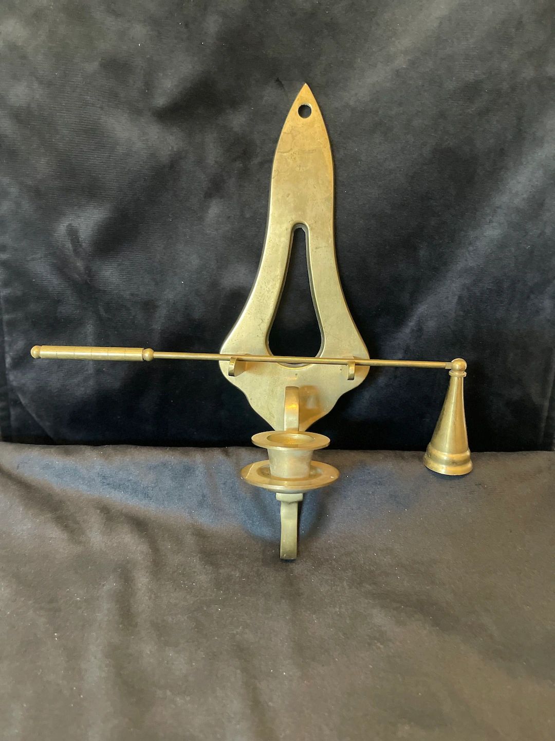 Vintage Brass Wall Sconce with Candle Snuffer | Etsy (US)