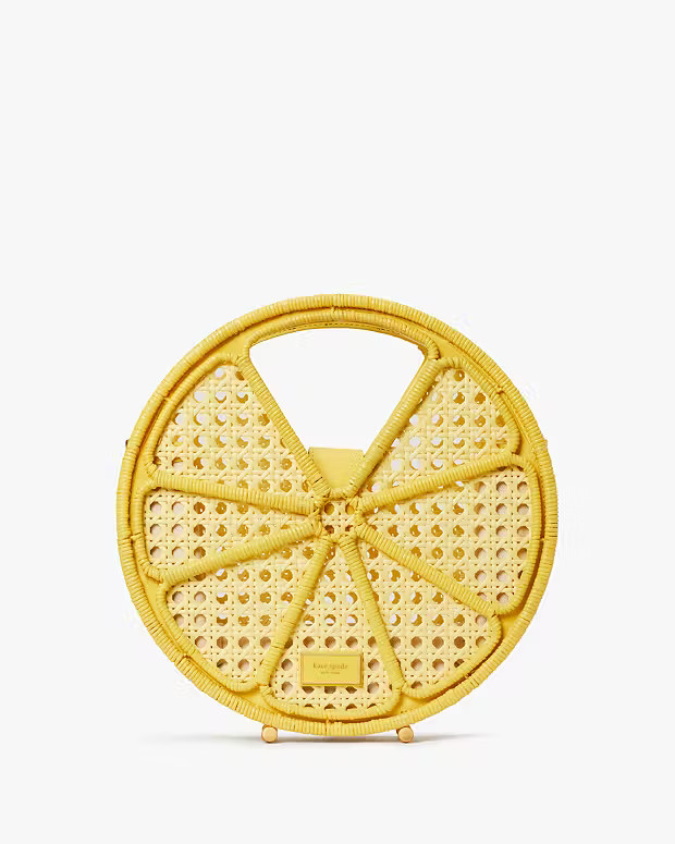 Lemon Drop Rattan Top-Handle Bag | Kate Spade (US)