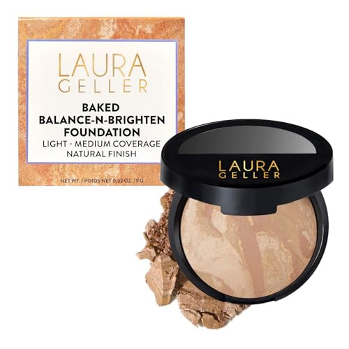LAURA GELLER NEW YORK Award-Winning Baked Balance-n-Brighten Color Correcting Powder Foundation - Light - Buildable Light to Medium Coverage - Demi-Matte Natural Finish | Amazon (US)