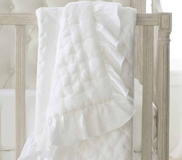 Ruffle Belgian Flax Linen Baby Quilt | Pottery Barn Kids
