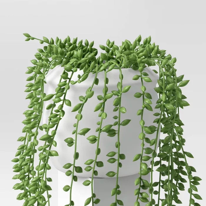 7" x 8" Artificial Trailing Succulent String of Pearls Arrangement in Ceramic Pot - Threshold™ | Target