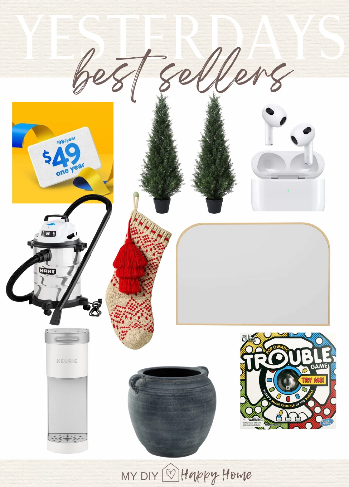 Yesterdays most loved and best sellers:

•Walmart + membership (1/2 off today!)
•set of 2 cedar topiaries (on sale)
•air pods (on sale)
•shop vac (on sale)
•stockings 
•mantle mirror (just $20!)
•Keurig coffee maker (on sale)
•distressed vase (on sale 25% off)
•board games (just $5)

#LTKHoliday #LTKSeasonal #LTKSaleAlert
