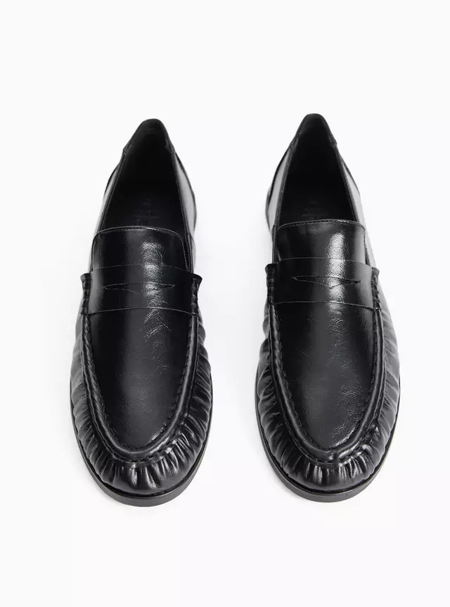 Buy Black Faux Leather Eel Detail Penny Loafers 6 | Shoes | Tu | Tu Clothing