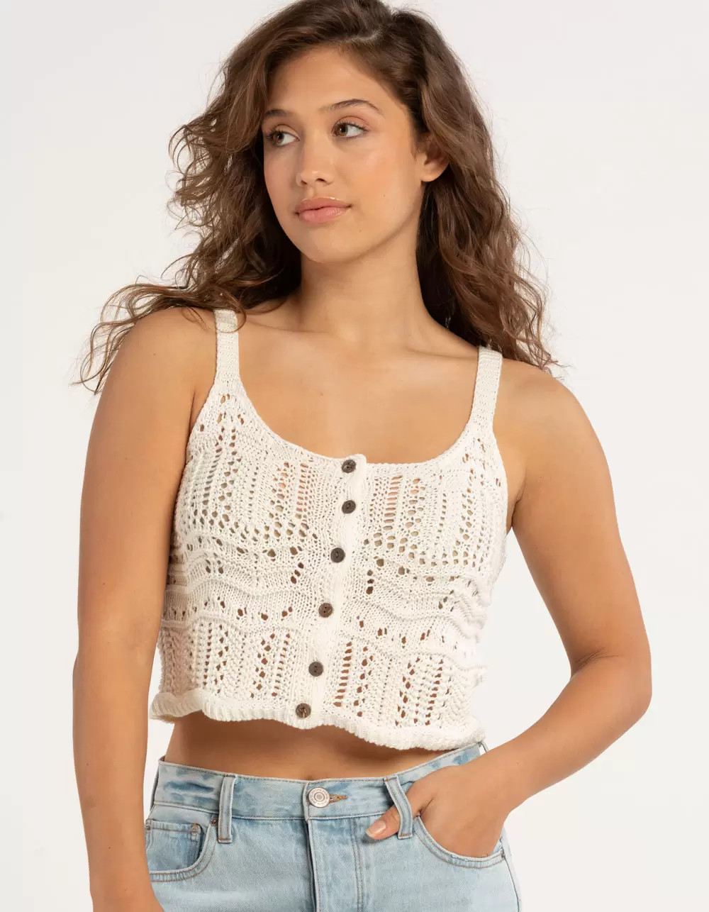 RSQ Womens Button Crochet Cami | Tillys