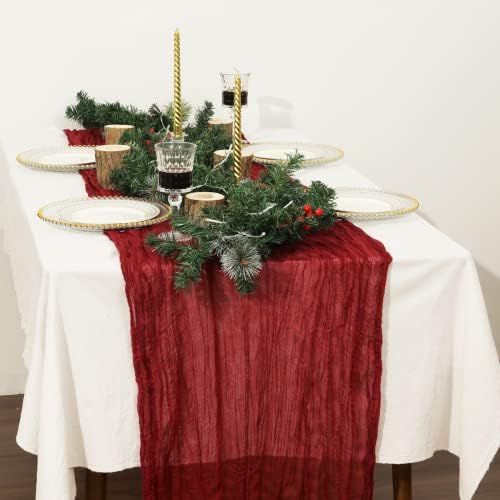 Beamlike Burgundy Cheesecloth Table Runner 10ft Rustic Gauze Long Cheese Cloth Runner for Boho We... | Amazon (US)