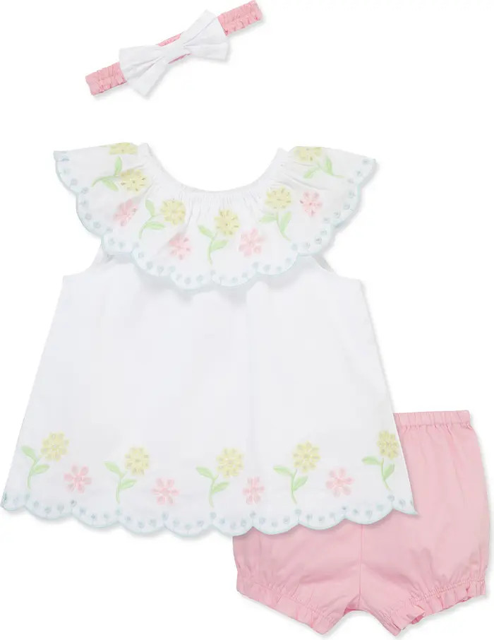Little Me Eyelet Cotton Tunic, Shorts & Headband Set | Nordstromrack | Nordstrom Rack