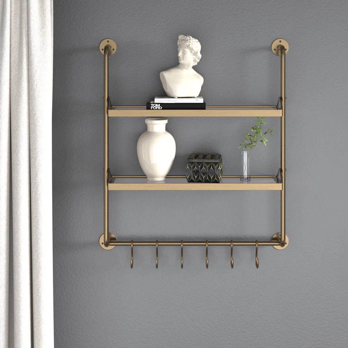 Farnham 2 Piece Metal Industrial Pipe Shelves | Wayfair North America