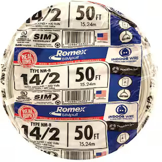 Southwire 50 ft. 14/2 Solid Romex Simpull CU NM-B W/G Wire 28827422 - The Home Depot | The Home Depot