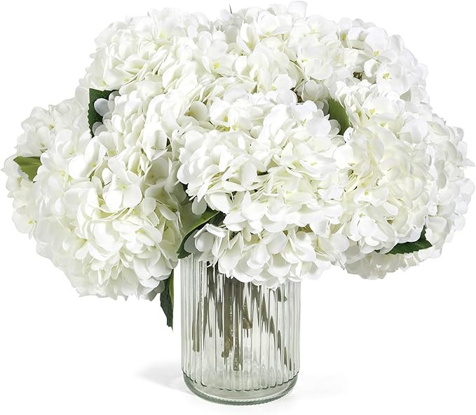 Auihiay 14 PCS White Hydrangea Artificial Flowers Bouquets, Large Artificial Hydrangea Flowers wi... | Amazon (US)