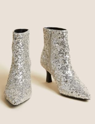 Wide Fit Sparkle Kitten Heel Ankle Boots | Marks & Spencer (UK)