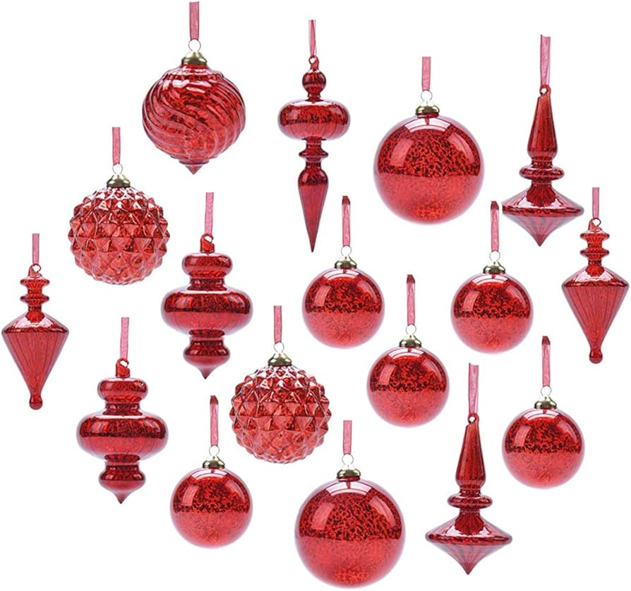 Glass Christmas Ball Drop Ornaments Holiday Trees Wreaths & Garland Decor Red Color Size:2.36''-6... | Amazon (US)