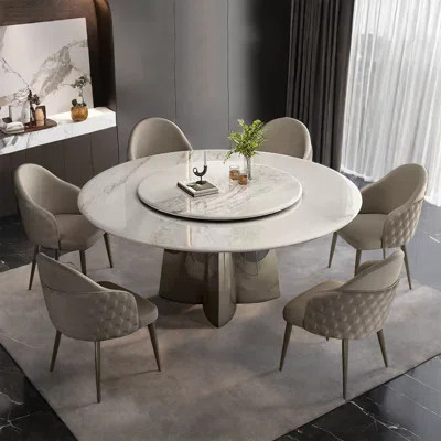 Luxury Modern Faux Marble Round Dining Table Set | Wayfair North America