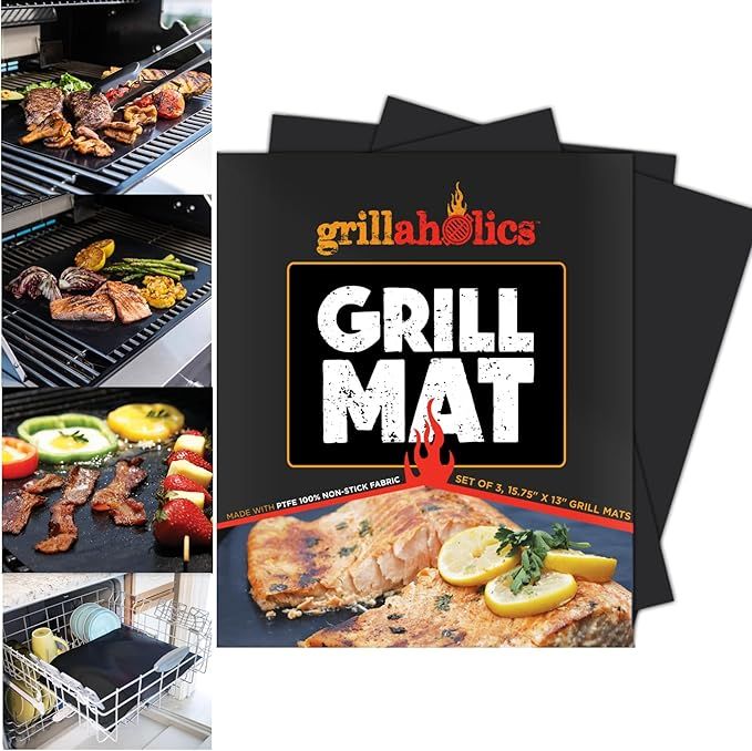 Grillaholics Grill Mats for Outdoor Grill - Set of 2 Heavy Duty & Built to Last BBQ Grill Mats - ... | Amazon (US)