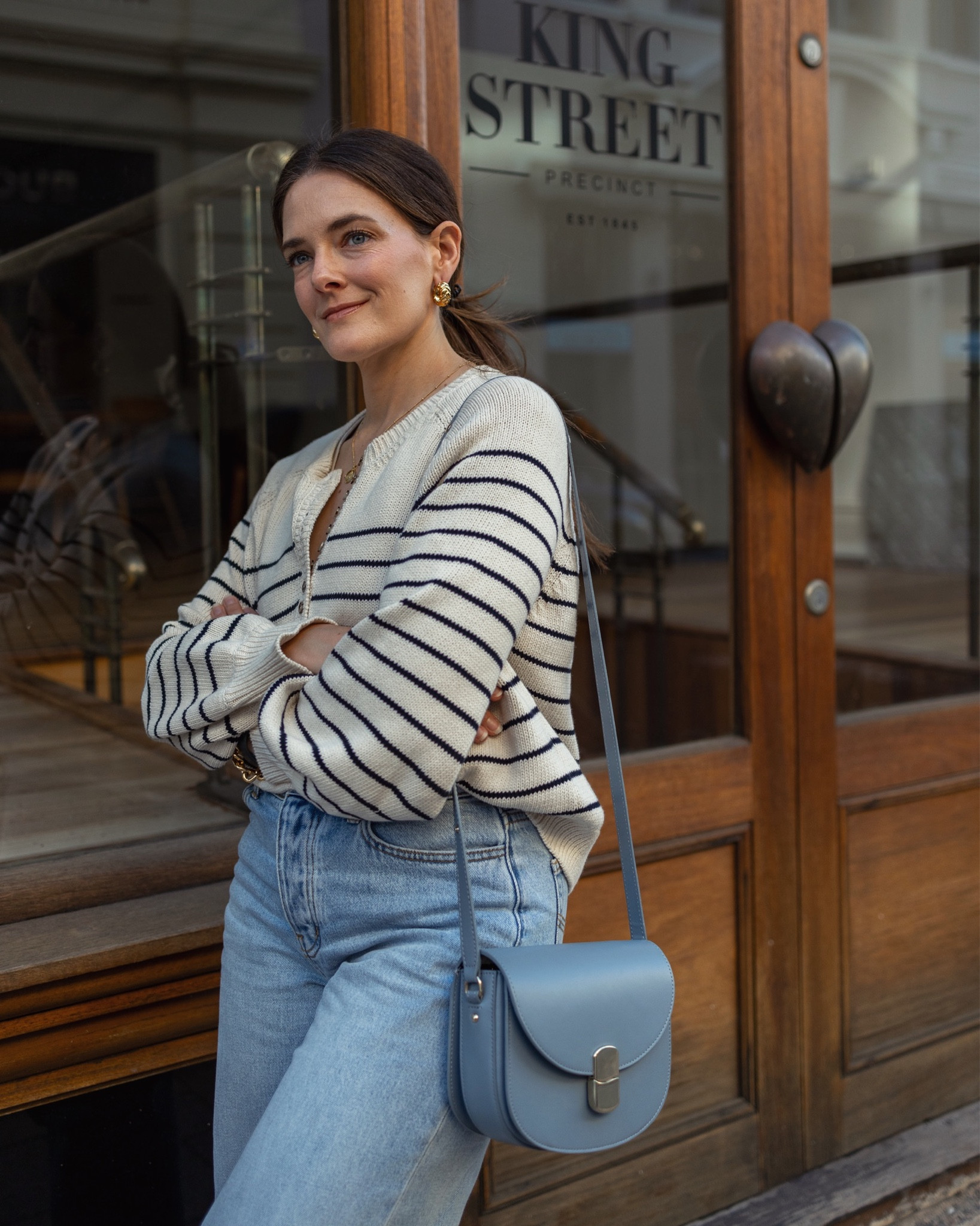 The chicest casual organic knit striped jumper and blue cross body bag. French inspired style. 

#LTKitbag #LTKstyletip #LTKaustralia