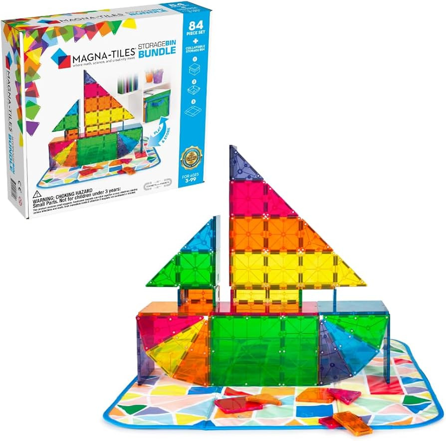 MAGNA-TILES Storage Bin Bundle 84-Piece Magnetic Construction Set, The ORIGINAL Magnetic Building... | Amazon (US)
