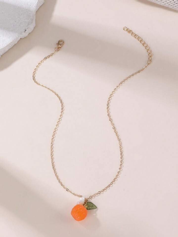 1pc/4pcs Girls Fruit Lemon & Strawberry Pendant Necklace | SHEIN