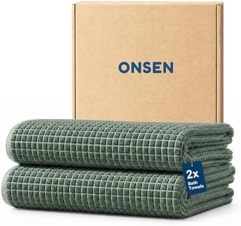 ONSEN Sculpted Terry Bath Towels, 100% American Cotton, Quick Dry Lint Free, Lightweight Absorben... | Amazon (US)