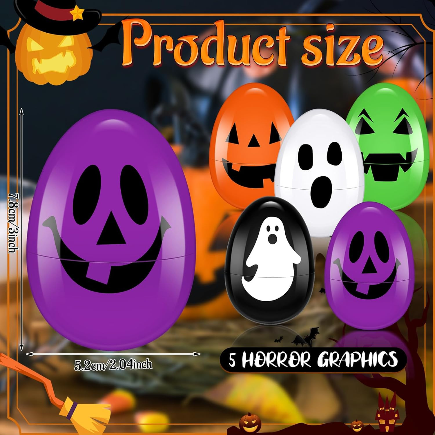 Libima 100 Pcs Halloween Skull Easter Eggs Bulk Halloween Easter Eggs Ghost Fillable Plastic Cand... | Amazon (US)