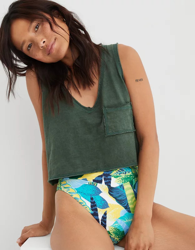 Aerie V-Neck Cropped Tank Top | American Eagle Outfitters (US & CA)