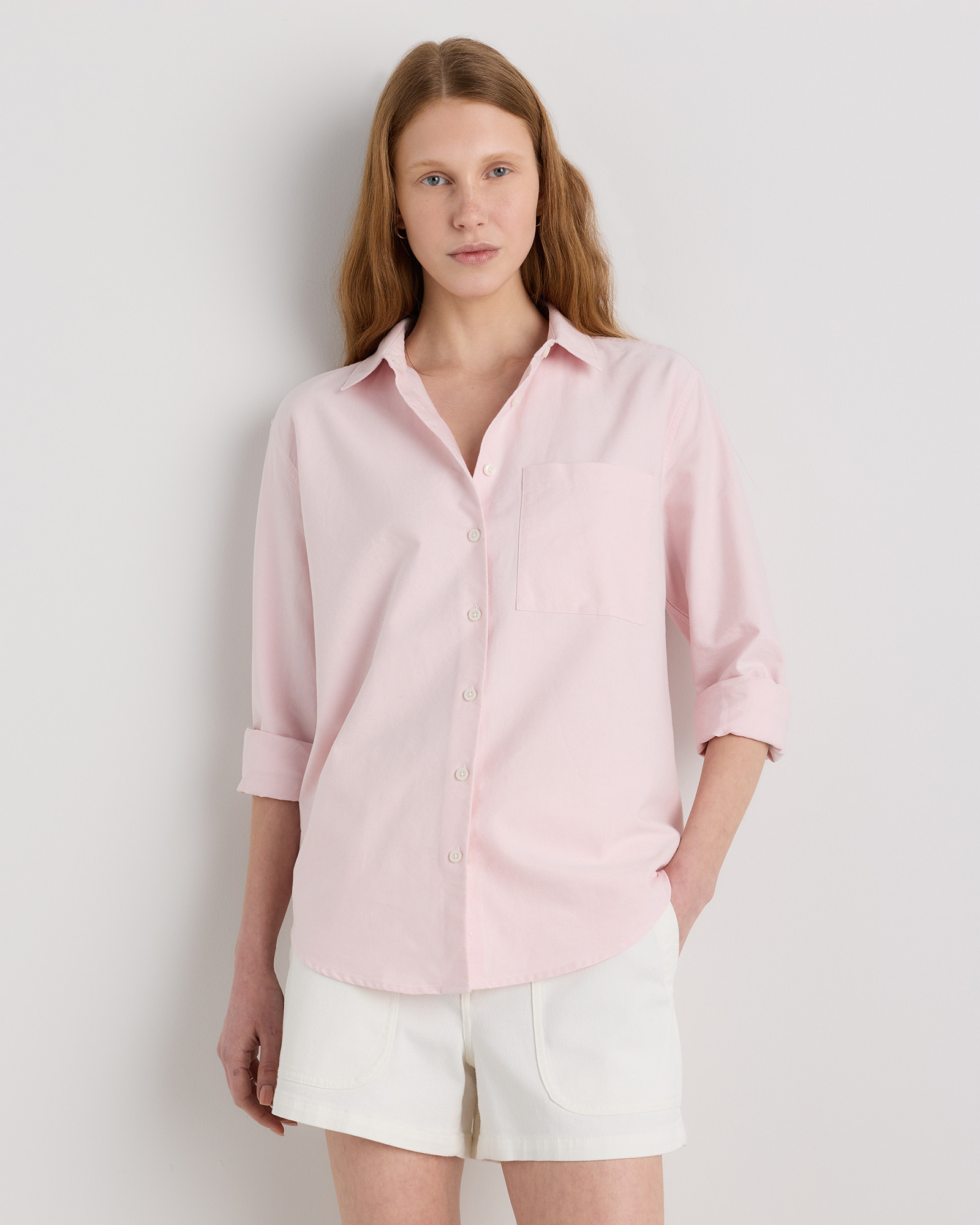 Quince | Women's Relaxed Oxford Shirt in Opal Pink, Size Medium, Organic Cotton | Quince