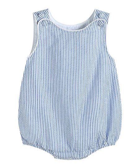 Dark Blue Stripe Seersucker Bubble Bodysuit - Infant & Toddler | Zulily