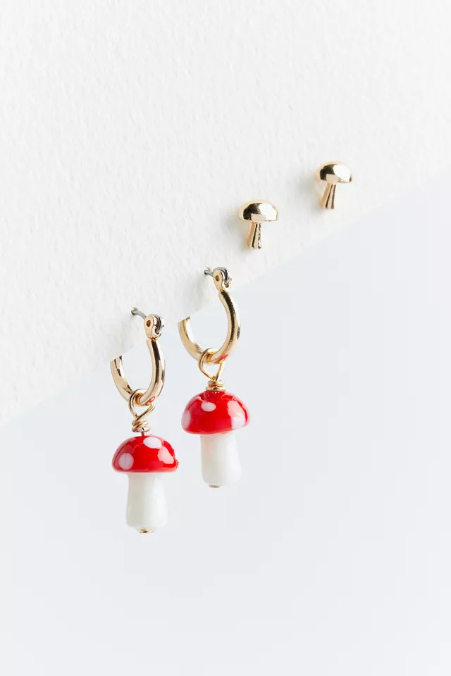 Mushroom Post And Hoop Earring Set | Urban Outfitters (US and RoW)
