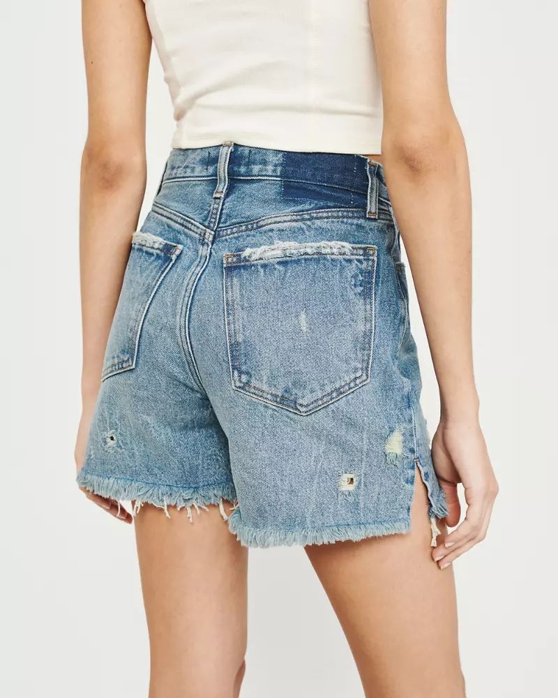 High Rise Mid-Length Denim Shorts | Abercrombie & Fitch US & UK