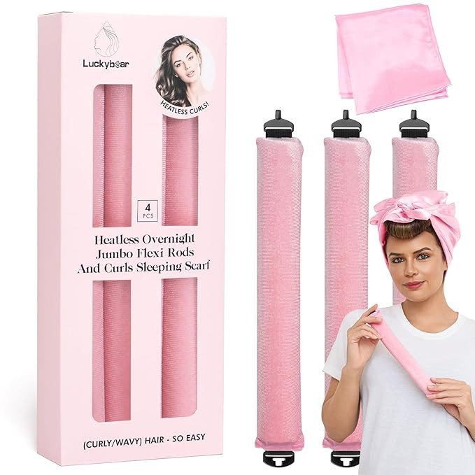 Heatless Curls Overnight Rods Jumbo Set, Heatless Hair Curler Velvet Satin Jumbo Flexi Rods to Sl... | Amazon (US)