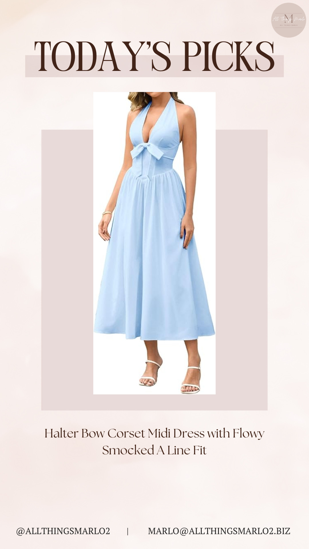 Halter Bow Corset Midi Dress with Flowy Smocked A Line Fit 

 #LTKSeasonal #LTKWorkwear #LTKTravel