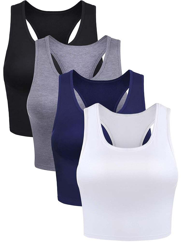 Boao 4 Pieces Basic Crop Tank Tops Sleeveless Racerback Crop Top for Women | Amazon (US)