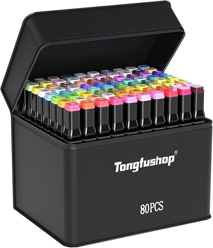 Tongfushop 80 Colored Alcohol Markers Set, Dual Tip Professional Marker Pens, Colouring Pens for ... | Amazon (UK)