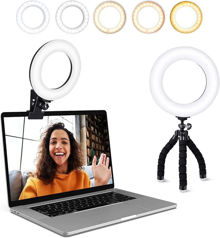 Video Conference Lighting Kit, Ring Light Clip on Laptop Monitor with 5 Dimmable Color & 5 Bright... | Amazon (CA)