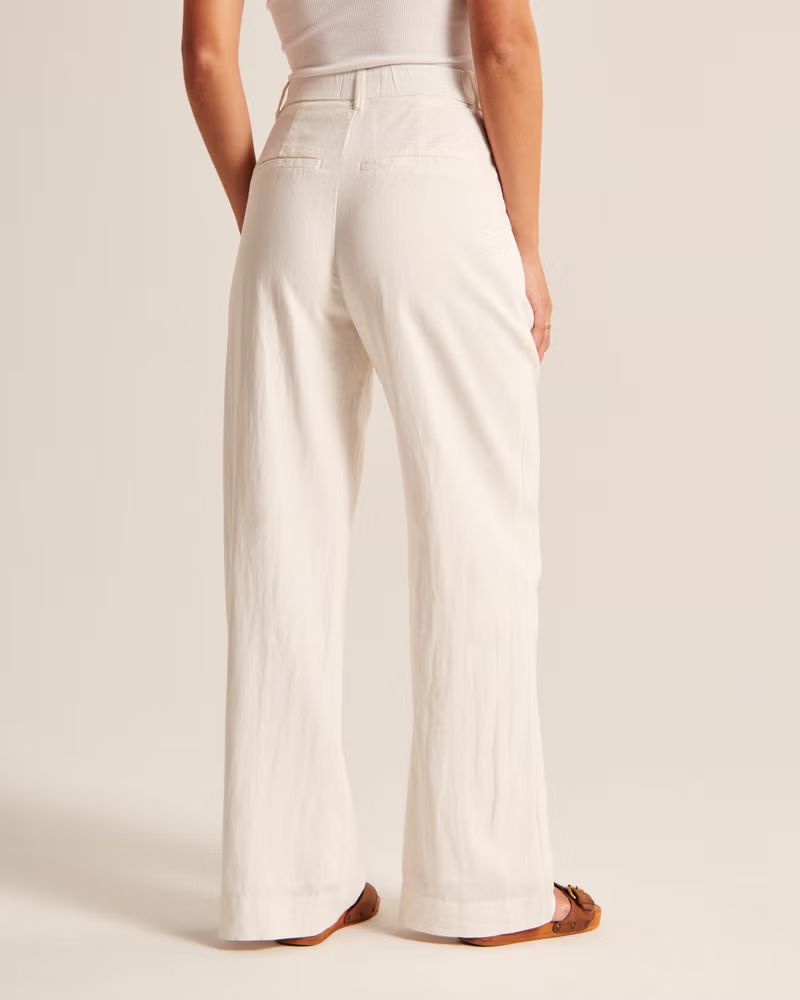 Women's Linen-Blend Tailored Wide Leg Pant | Women's Bottoms | Abercrombie.com | Abercrombie & Fitch (US)