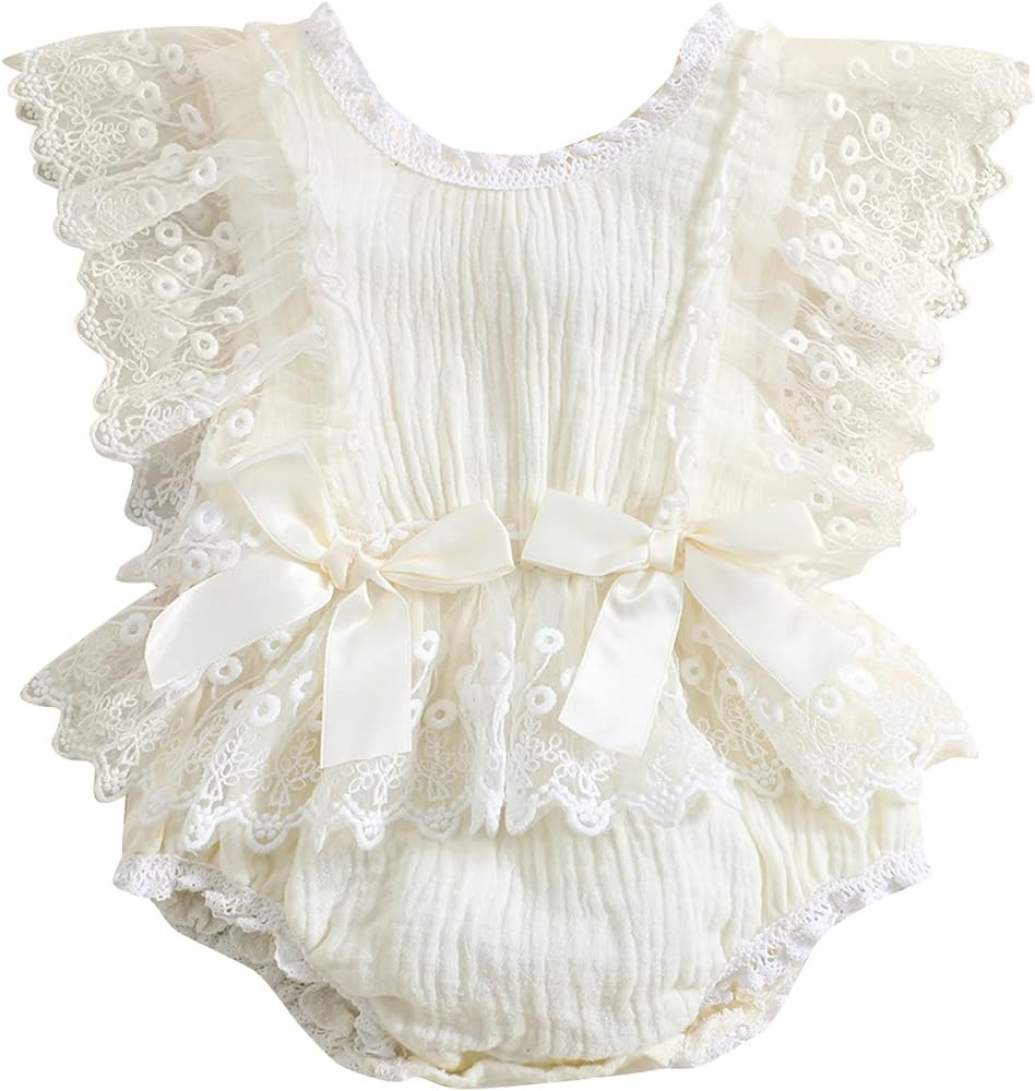 CIYCUIT Baby Girl Lace Romper Boho Clothes Newborn Photography Outfits | Amazon (US)