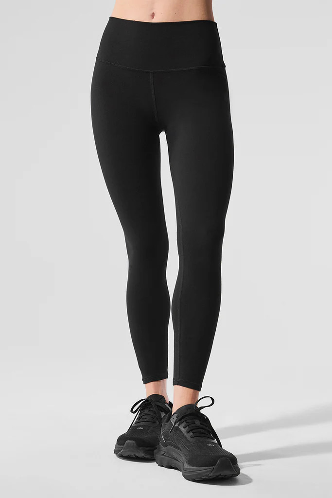 Alosoft High-Waist 7/8 Highlight Legging - Black | Alo Yoga (US)