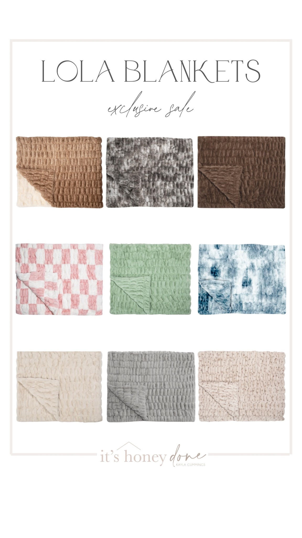 Lola Blabkets is having a huge spring sale! Use code HONEYDONE50 for 50% off their ENTIRE site! These will sell out quick so grab them while you can. It’s literally like cuddling with a cloud, you won’t regret buying! 

#LTKSaleAlert #LTKHome #LTKMothersDay