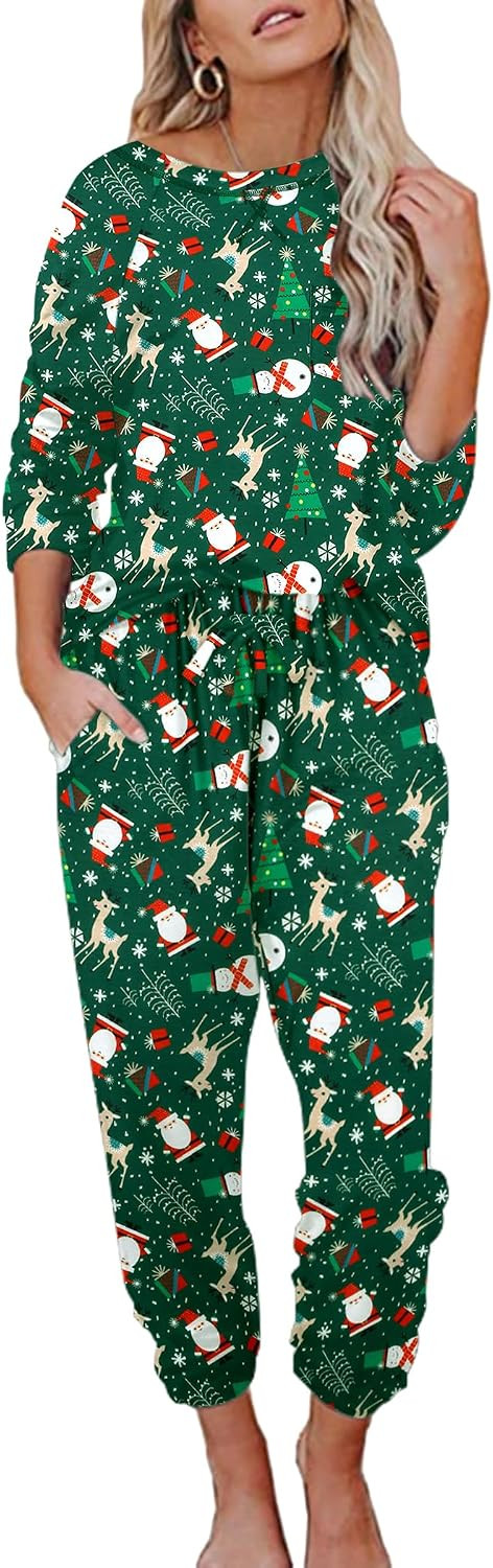 Ekouaer Womens Pajamas Set Long Sleeve Loungewear Soft Joggers with Pockets | Amazon (US)