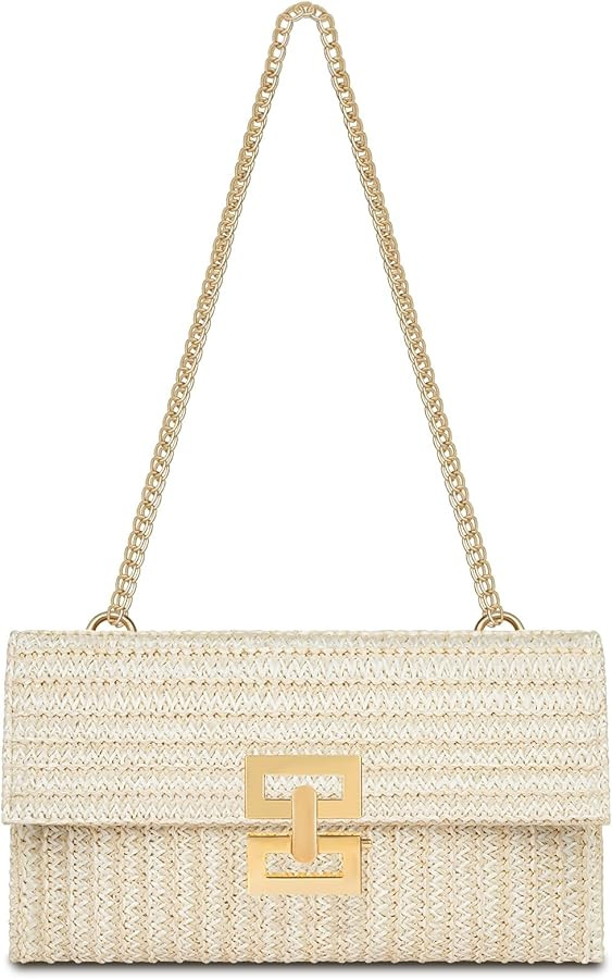 Straw Clutch Purse for Women Designer Evening Handbag Summer Beach Shoulder Crossbody Bag | Amazon (US)