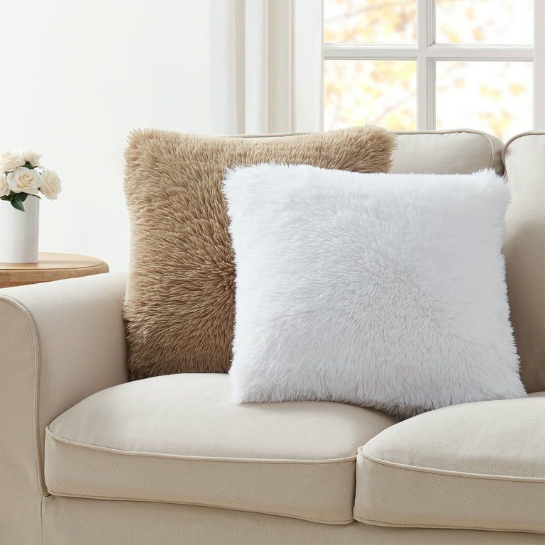 My Texas House Angel Faux Fur Decorative Pillow Cover, 18" x 18", Bright White - Walmart.com | Walmart (US)