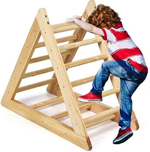 Costzon Wooden Climbing Triangle Ladder, Triangle Climber with Climbing Ladder for Toddlers, Indo... | Amazon (US)