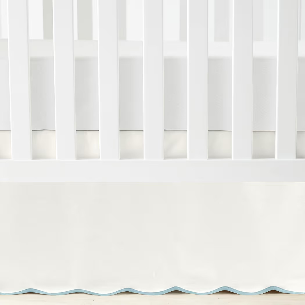 Lush Decor Coastal Chic Scalloped Edge Baby Crib Skirt Single 28" W x 52" L + 16" Drop Blue - Whi... | Amazon (US)