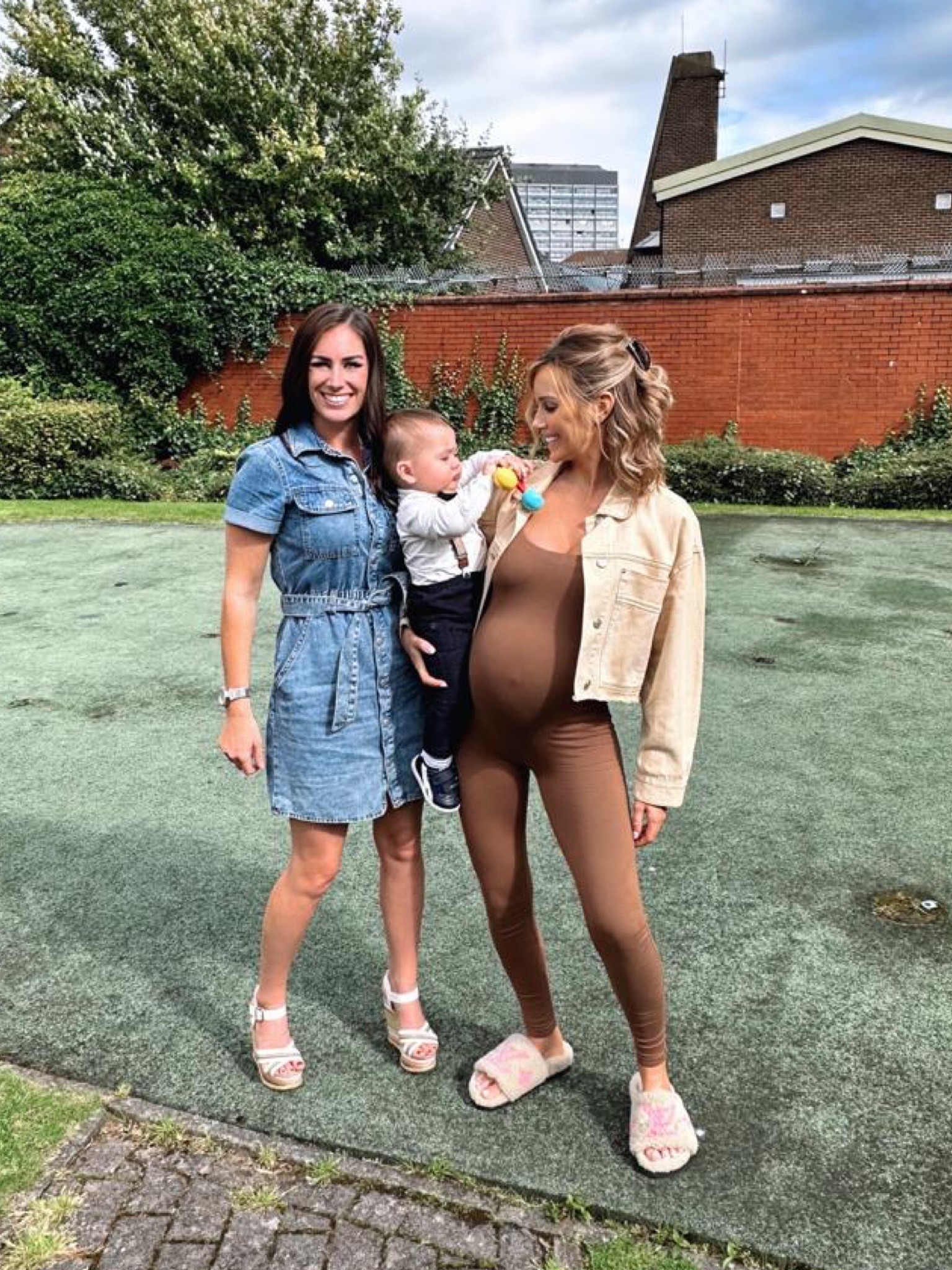 Bumpsuit jumpsuit, maternity outfit, maternity jumpsuit, brown jumpsuit, pregnancy outfit, neutrals, mum to be, denim jacket, comfy outfit 

#LTKstyletip #LTKbump #LTKSeasonal