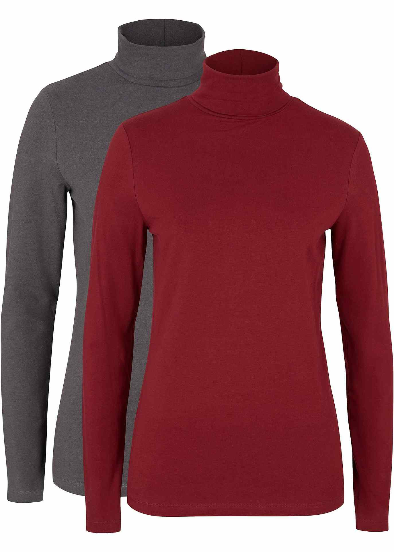 Lot de 2 T-shirts manches longues à col roulé | Bonprix FR