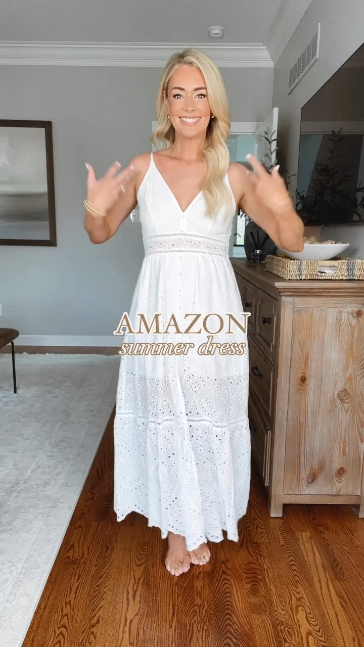 I’m wearing a 4-6 in this dress & a small in the denim jacket - both fit true to size! I LOVE these heels, they are so comfy & also fit true to size!

Summer outfit, white dress, eyelet dress, Amazon dress, denim jacket, jean jacket, heels, target heels, vacation outfit, baby shower outfit, bridal shower outfitt

#LTKStyleTip #LTKSeasonal #LTKSummerSales