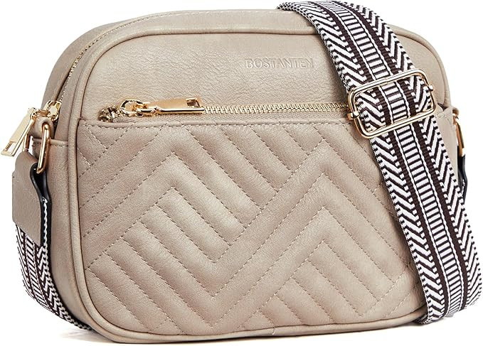 BOSTANTEN Quilted Crossbody Bags for Women Vegan Leather Purses Small Shoulder Handbags with Wide... | Amazon (US)