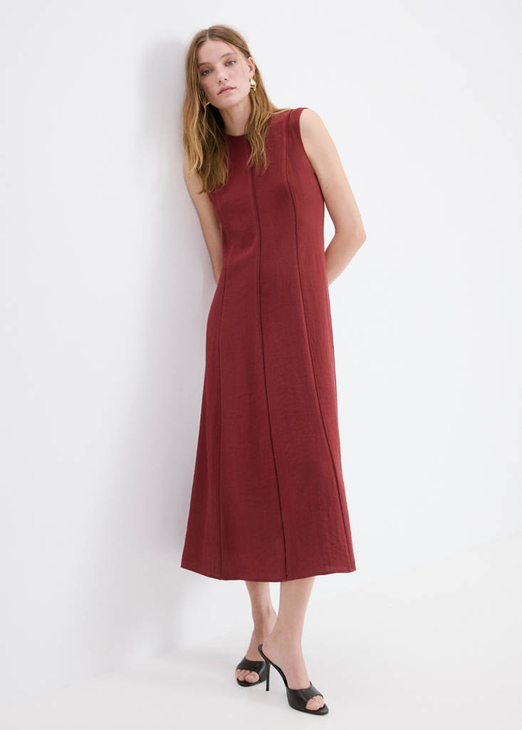 A-line dress with godets cherry - Woman - 4 - MANGO | Mango (US/MX/AU)