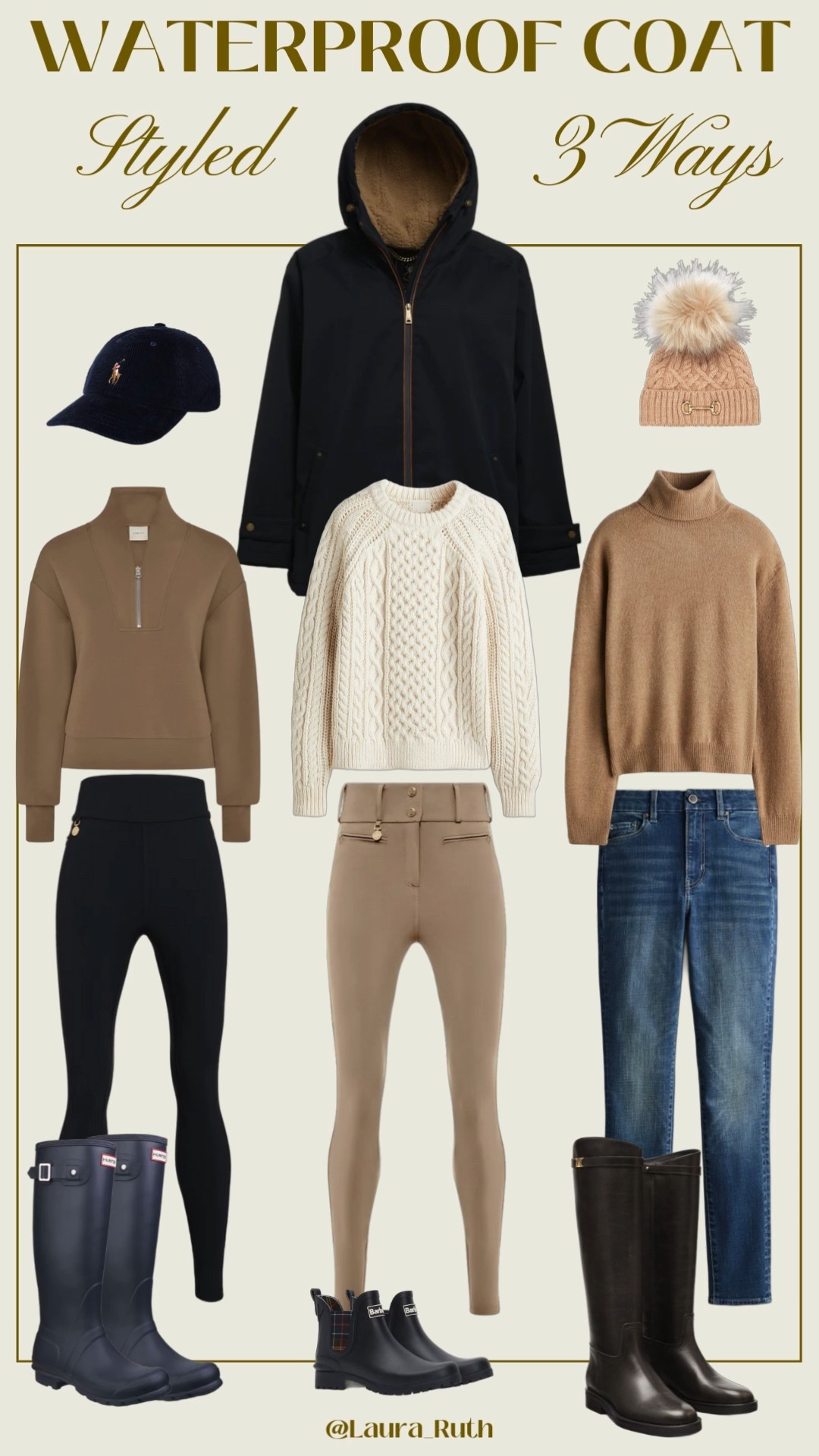 Waterproof coat styled 3 ways and perfect for UK weather 🌂 rainy walks, school runs, and everyday errands. Layered with cosy knits, neutral staples, and practical boots for those Winter months. 

#LTKwinter #LTKuk #LTKstyletip